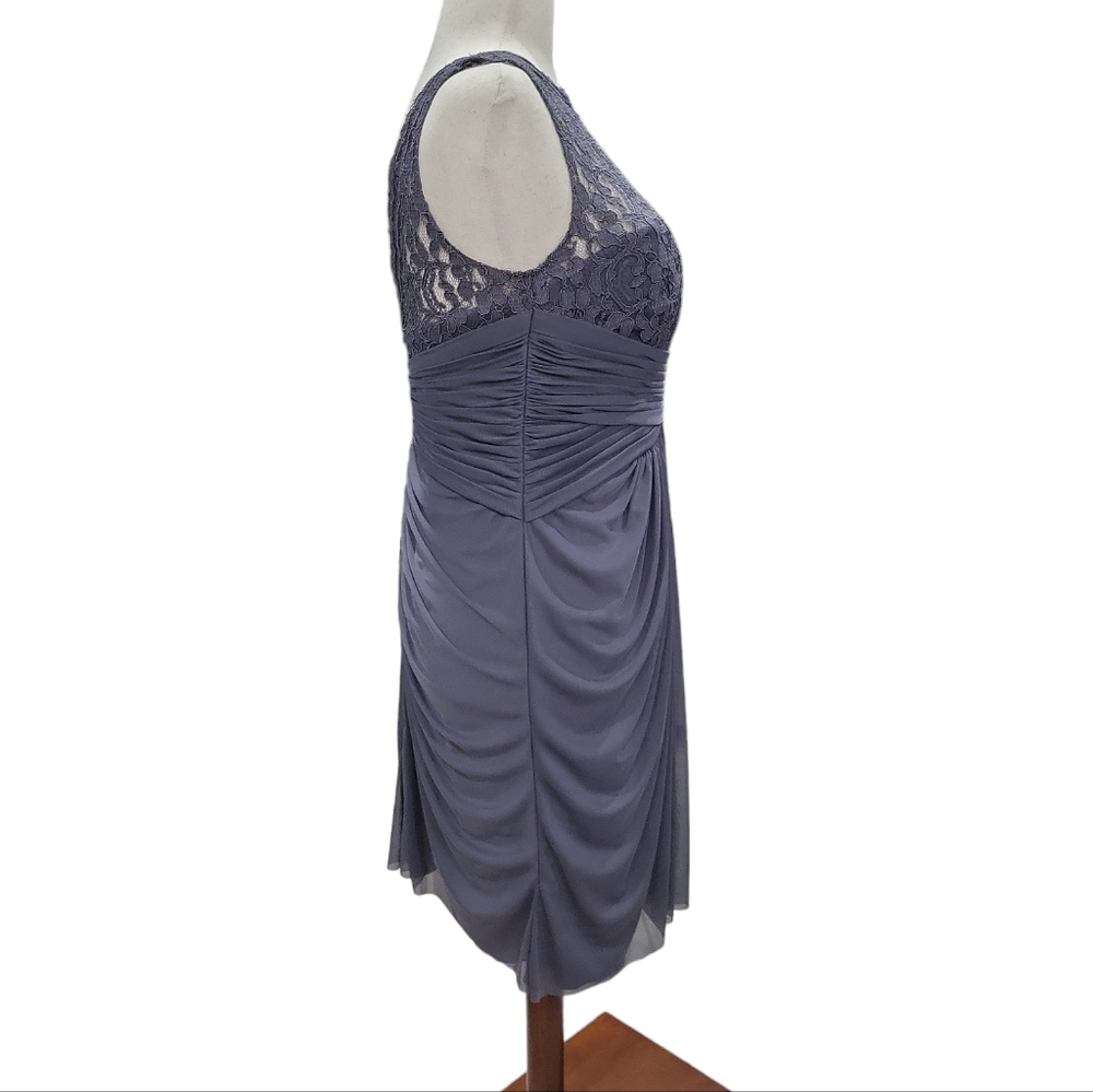David Bridal grey floral lace bodycorn cocktail evening wedding dress, 14 - Picture 3 of 8